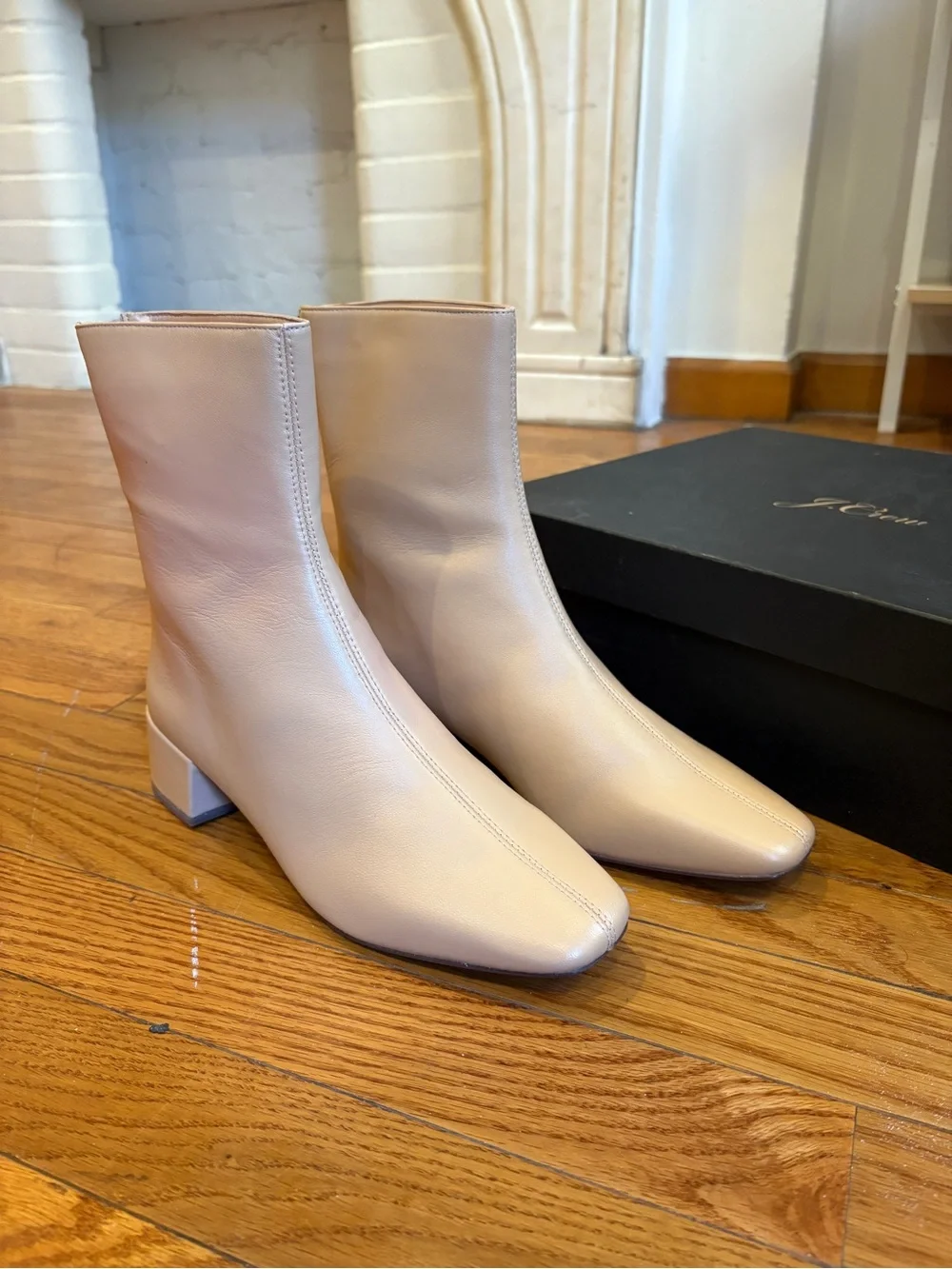 Jcrew Soft Leather Square-Toe Ankle Boots